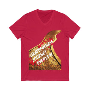 Gratefulness Journey Everyday Wear Short Sleeve V-Neck Tee